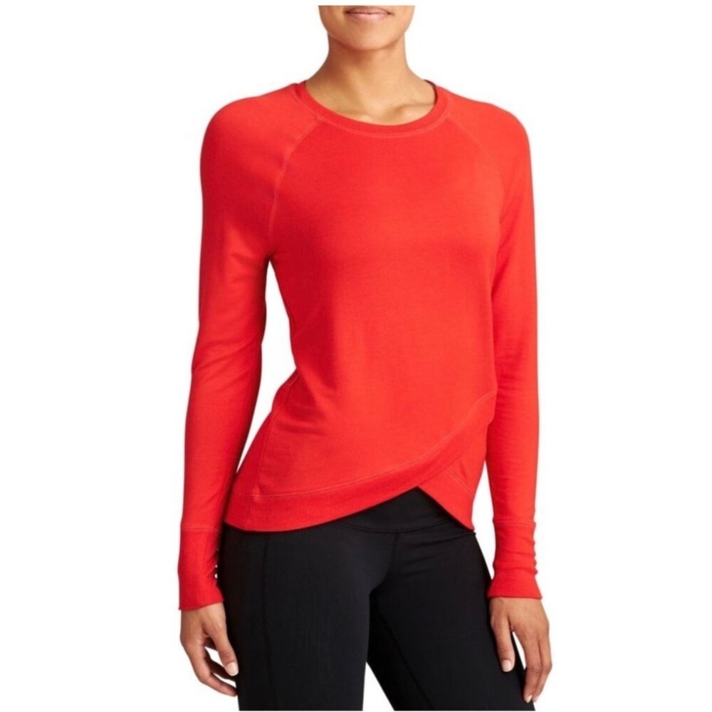 ATHLETA Serenity Criss Cross Athletic Sweatshirt in Saffron Red Size L